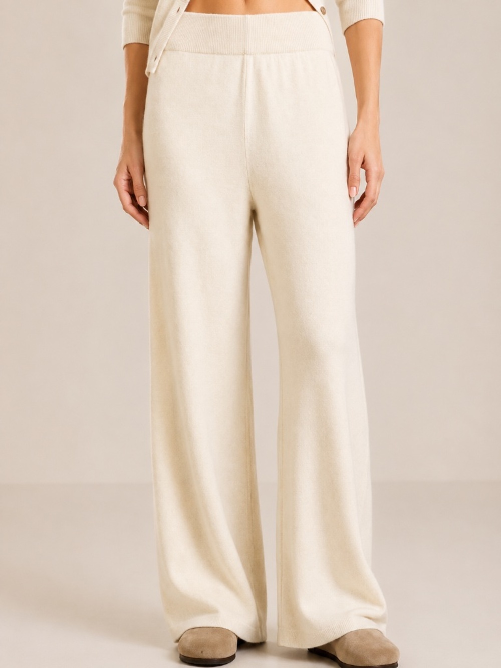 NWOT Jaki London Isla Cashmere Wool Blend Wide Leg Lounge Pants O/S - Picture 3 of 7
